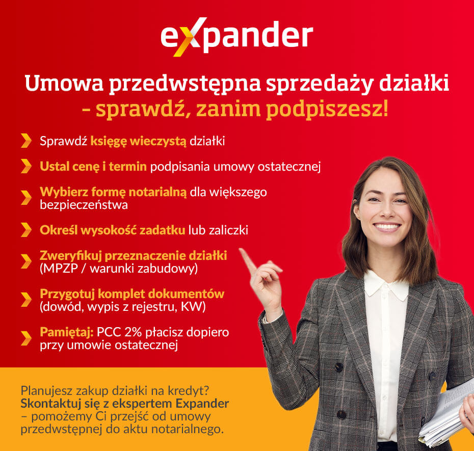 Umowa przedwstępna sprzedaży działki - infografika